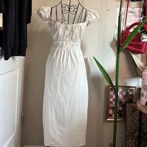 Reformation Arna Puff Sleeve White Midi Dress 8